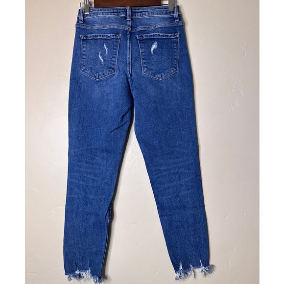 Flying Monkey High Rise Medium Wash Straight Leg Fray Hem Jeans 26 - Picture 6 of 6